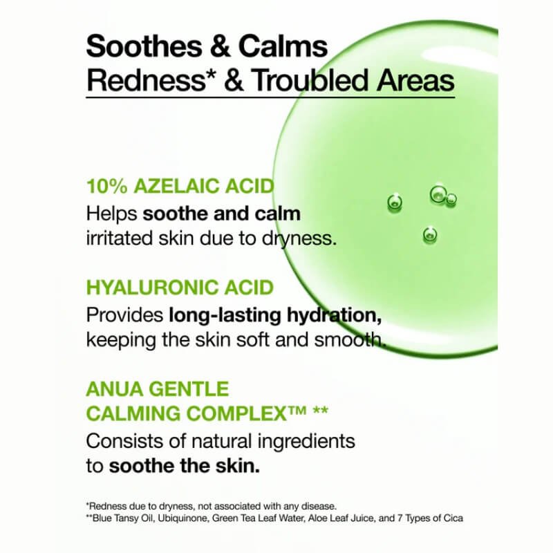 Azelaic Acid 10 Hyaluron Redness Soothing Serum 3 Anua Azelaic Acid 10 Hyaluron Redness Soothing Serum - Image 3