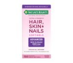Nature's Bounty Advanced Hair, Skin & Nails, Argan-Infused Vitamin Supplement with Biotin and Hyaluronic Acid, 150 Rapid Release Softgels,