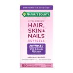 Nature's Bounty Advanced Hair, Skin & Nails, Argan-Infused Vitamin Supplement with Biotin and Hyaluronic Acid, 150 Rapid Release Softgels,